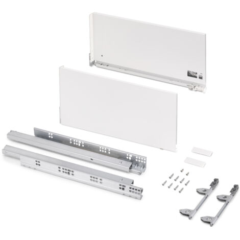 emuca cajón exterior vertex 3d 60kg de altura 242mm, profundidad 500mm, acero, pintado blanco