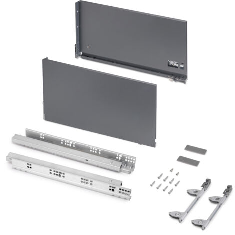 emuca cajón exterior vertex 3d 60kg de altura 242mm, profundidad 450mm, acero, gris antracita