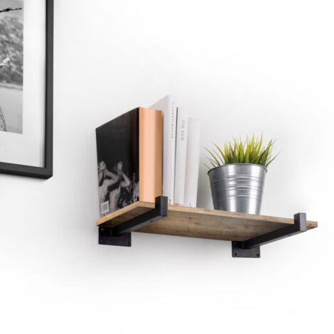 emuca juego de soportes para estante de madera shelf recto de tubo cuadrado, acero, pintado negro (1/5)