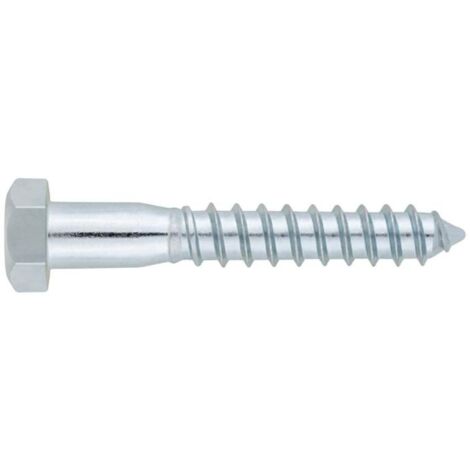 CHAVESBAO tornillo tirafondo 571 zinc. 6x80 caja 100 , Tornillo tirafondo DIN 571 zincado 6x80 mm Cabeza hexagonal Acero zincado Caja de 100 unidades.