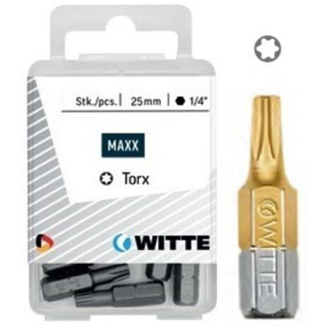 5 Puntas en cajita de plástico largo 25 mm (T 30 TIN)  WITTE 429518 (1/2)