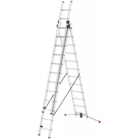 hailo-9312-507-escalera aluminio combinada 3 tramos con estabilizador curvo profilot combi (3x12 peldaños)