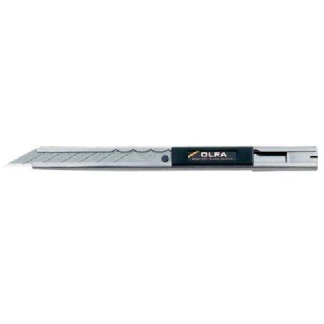 olfa-sac-1-cxfater con bloqueo automático, mango de acero inoxidable y cuchilla de 9 mm de ángulo de corte 30