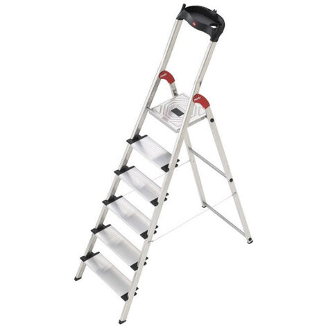 hailo-58816-001-escalera de tijera de aluminio con peldaño ancho xxl easyclix (6 peldaños)