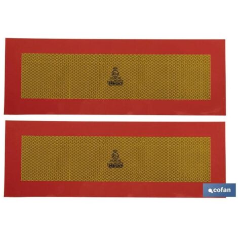 pack de 2 uds. placa adhesiva v-6 para vehículo largo 565 x 200 mm