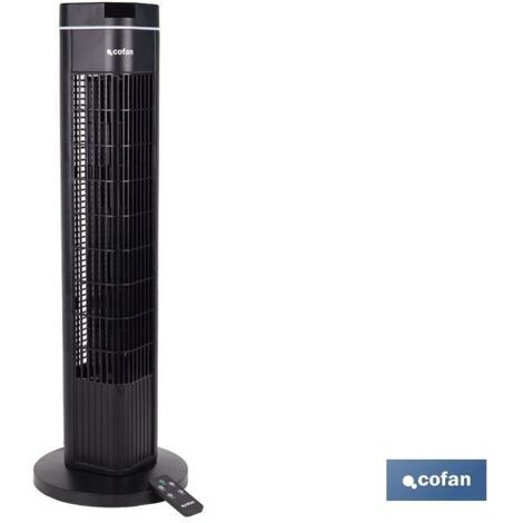 Ventilador silencioso de torre con control remoto (50W 230V) IP20 Ø24,5x73cm color negro (1/4)