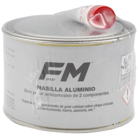 FM masilla aluminio 2 componentes lata 350ml lata , Masilla aluminio 2 de componentes FM Masilla de 2 componentes para plásticos Rellena agujeros, juntas, fisuras y oquedad (1/2)