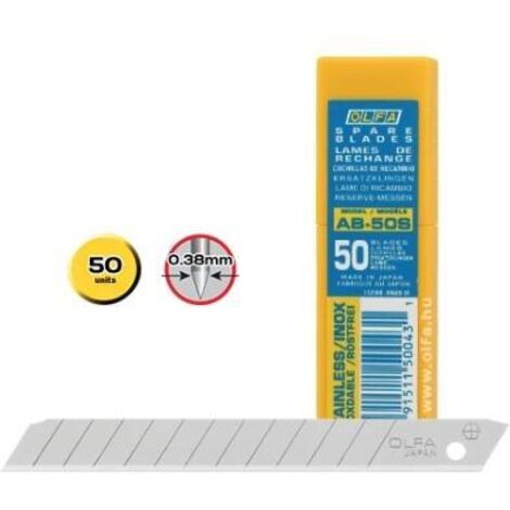 Olfa 210501 Cuchilla cutter troceable 80x9mm, Acero, Set de 50 Piezas