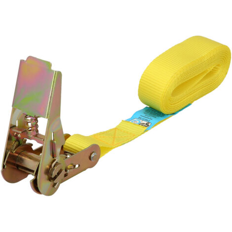 cinta de amarre con ratchet 4 metros x 25 mm. trinquete metalico automatico, cincha, eslinga mercancia, correa sujeción