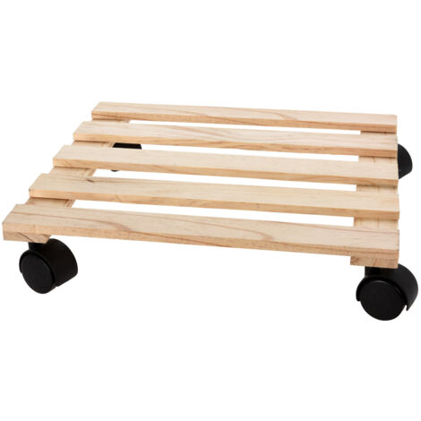PROGARDEN soporte macetas ruedas madera cuadrado 35 cm , Soporte macetas ruedas madera cuadrado 35x35cmCarro para plantas cuadrado con ruedas con una capacidad de carga máxima