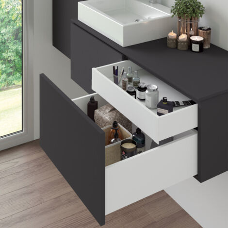 Emuca Vertex cajón exterior blanco gris antracita 93 mm