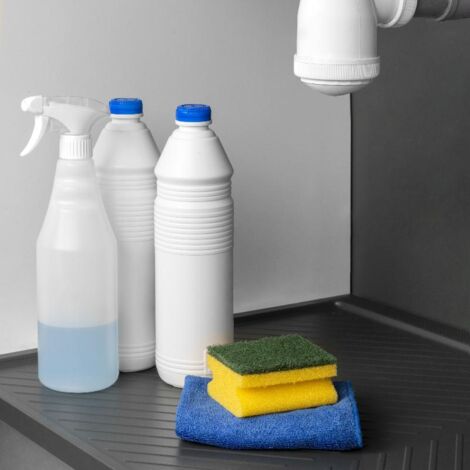 emuca protector fondo fregadero sink para mueble de cocina, m90, 867x580mm, espesor de tablero 16mm, cortable, plástico, gris antracita