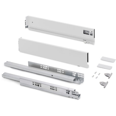 Emuca Cajón exterior Vertex con regulación 3D de altura 93mm, 40kg, profundidad 350mm, Acero, Pintado blanco