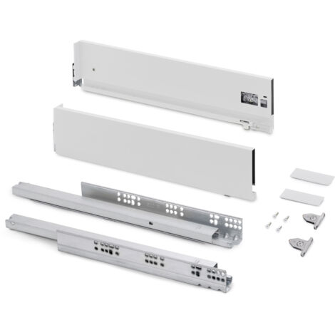 Emuca Cajón exterior Vertex con regulación 3D de altura 131mm, 40kg, profundidad 350mm, Acero, Pintado blanco