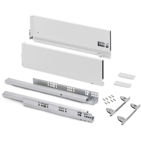 emuca cajón exterior vertex con regulación 3d de altura 178mm, 40kg, profundidad 350mm, acero, pintado blanco