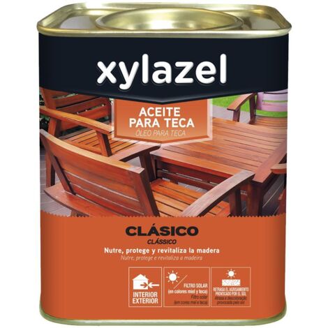 XYLAZEL aceite teca 750ml. incoloro , Xylazel Aceite para Teca 300 es una mezcla de aceites y resinas naturales, especialmente elegidos para nutrir y enriquecer la madera. Indicado (1/2)