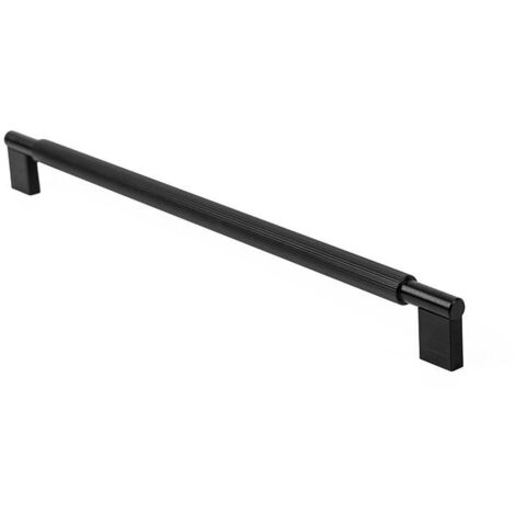 tirador aluminio modelo arpa acabados efecto inox, laton cepillado, negro cepillado acabado negro cepillad dist. agujero dist. 320mm.