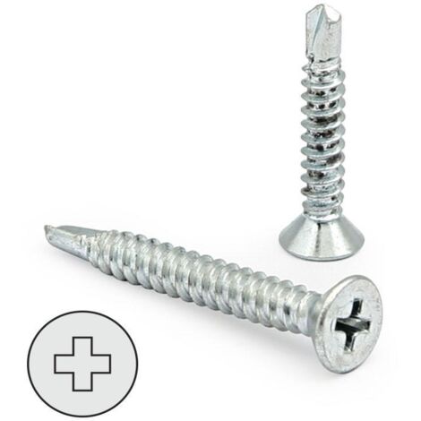 tornillo broca rosca chapa cabeza plana din 7504-p inoxidable larg.r/chapa 25mm ø rosca chapa 3.5mm (caja 500)