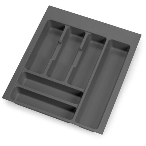 emuca cubertero optima para cajón universal, módulo 450mm, plástico, gris antracita