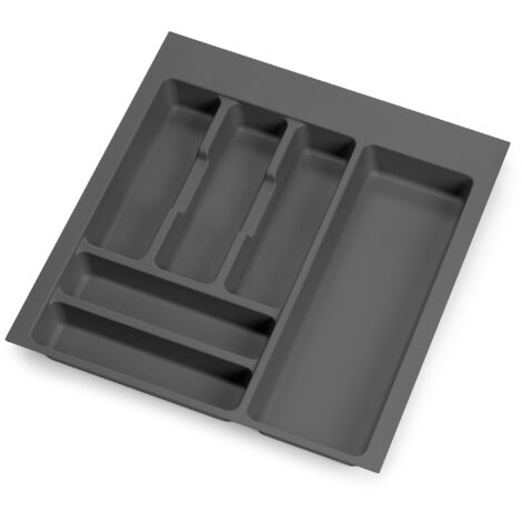 emuca cubertero optima para cajón universal, módulo 500mm, plástico, gris antracita