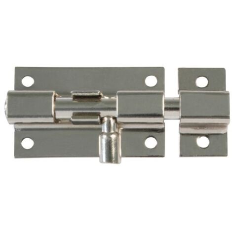 AMIG pasador 390- 50 niquelado caja 20 , Pasador cerrojillo niquelado. Medidas: 50x29.5mm. Incluye puente. No incluye tornillos. (1/2)