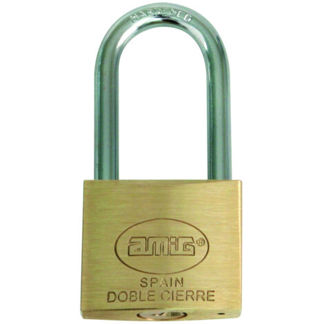 AMIG candado 3-40 laton mate a/largo blister , Candado en latón mate Mod 3/40 Amig Candado fabricado en latón macizo con arco largo tratado de acero para una mayor resistencia