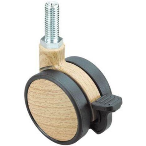 rueda giratora espiga roscada m10x25 freno 50dkmf60 nylon-madera haya