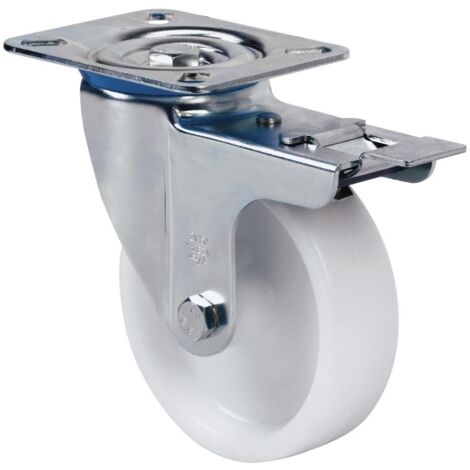 rueda giratora placa freno 10zvfd125-utr poliamix blanco eje rodillos (1/2)