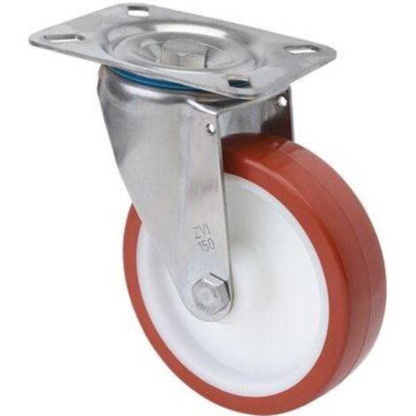rueda giratora placa inox.10zvli80-pol poliamix blanco-poliur.marron eje liso (1/2)