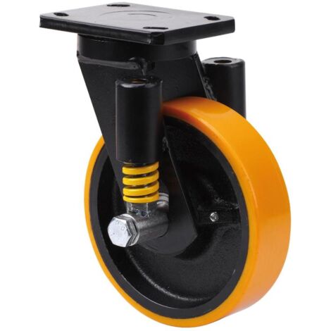 rueda giratora placa 10hlse200-hub suspension hierro-poliur.naranja eje bolas (1/2)