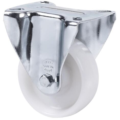 RUEDAS ALEX rueda fija  17tv200-tn nylon blanco eje liso , Descripción
Ruedas de nylon blanco especialmente indicadas para soportar altas cargas hasta 600 Kg.
Se aplica en útiles de logística interna, (1/2)