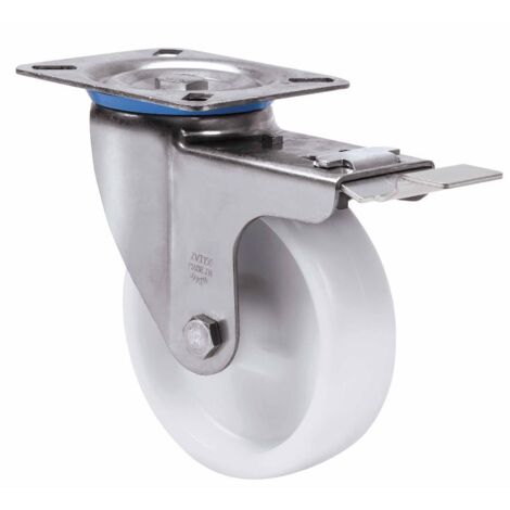 rueda giratora placa freno inox.10zvlifd80-utr poliamix blanco eje rodillos (1/2)