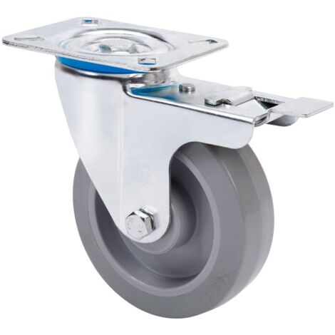 rueda giratora placa freno 10zvfd160-pgr goma elastica gris eje rodillos (1/2)