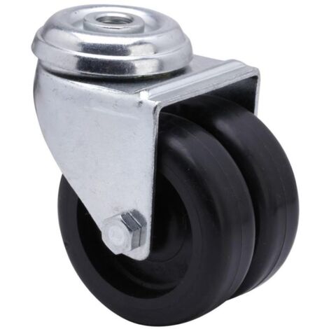 rueda giratora agujero m10 20i75-bp poliamix negro (doble) eje liso (1/2)