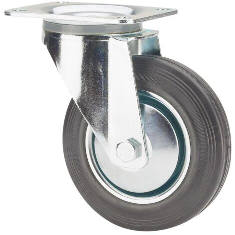 rueda giratora placa 120-160-1 cp metalico-goma negra eje rodillos (1/2)
