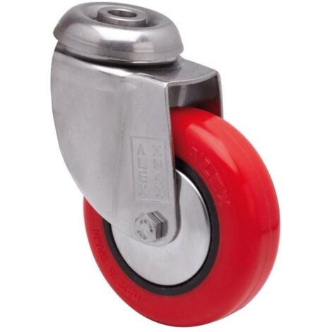rueda giratora agujero m10 inox.20bhi80cp-ppi poliamix-poliur.rojo eje liso (1/2)