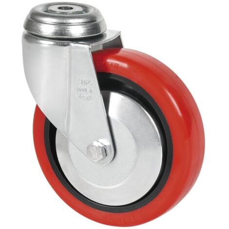 rueda giratora agujero m10 20bha100cp-ppia poliamix-poliur.rojo eje liso (1/2)