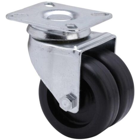 rueda giratora placa 10i75-bp poliamix negro (doble) eje liso (1/2)