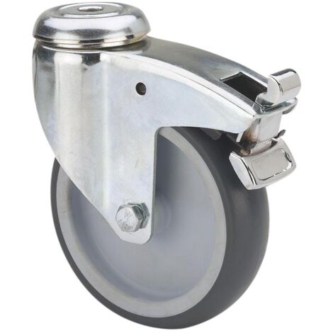 rueda giratora agujero m10 freno 301-100-5 poliamix-goma gris eje liso (1/2)