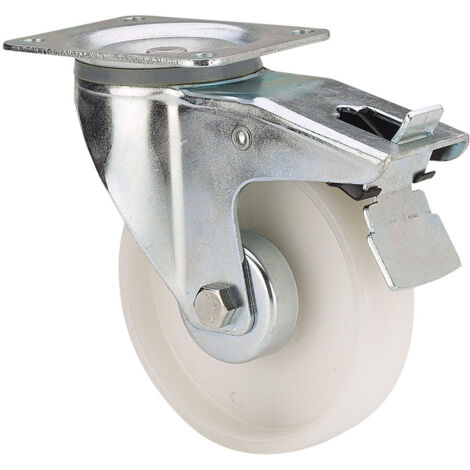 rueda giratora placa freno 130.1-125-3 cp poliamix blanco eje liso (1/4)