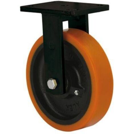 RUEDAS ALEX rueda fija  17hlb200-hub hierro-poliur.naranja eje bolas (1/2)