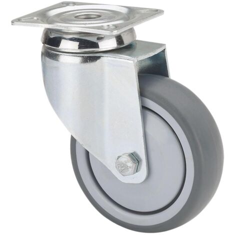 rueda giratora placa 300-100-1 cp poliamix-goma gris eje bolas (1/2)