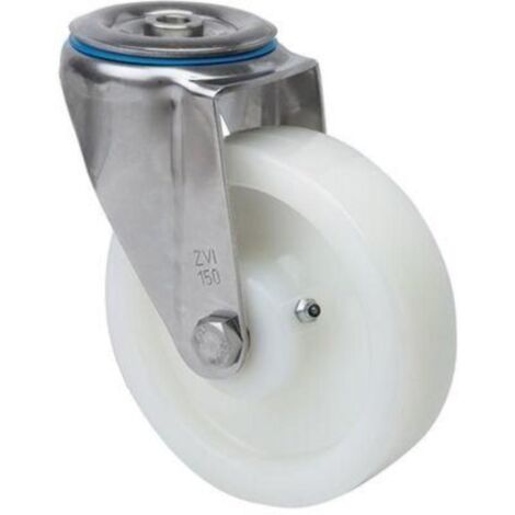 rueda giratora agujero m10 inox.20zvli80-ft nylon blanco extrafuerte eje liso