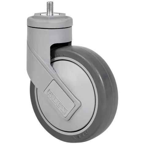rueda giratora espiga roscada m10x16 50hc125cp-pgaisb goma gris eje bolas (1/2)