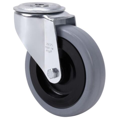 rueda giratora agujero m12 inox.20zvi100-pgan poliamix-goma gris eje liso