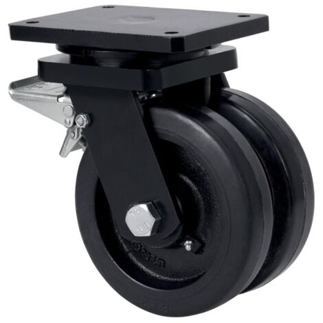 rueda giratora placa freno 10hlgfd250-hgb hierro-goma negra natural(doble)bol (1/2)