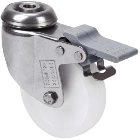 rueda giratora agujero freno m10 inox.20bhifd60-bp plastico blanco eje liso (1/2)
