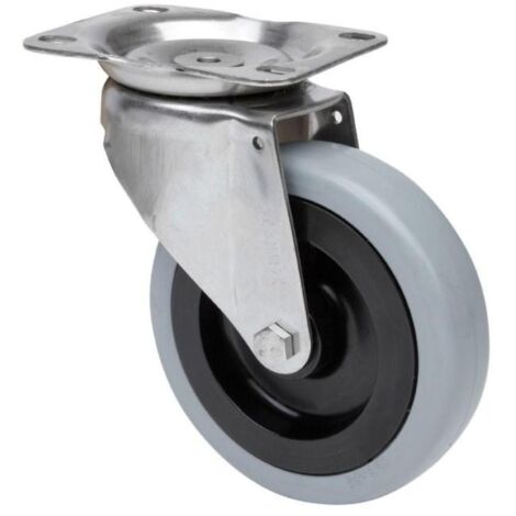 rueda giratora placa inox.10zvi125-pgan poliamix-goma gris eje liso (1/2)