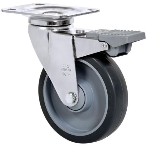 rueda giratora placa freno 10afd150cp-pgaisb goma gris eje bolas (1/2)