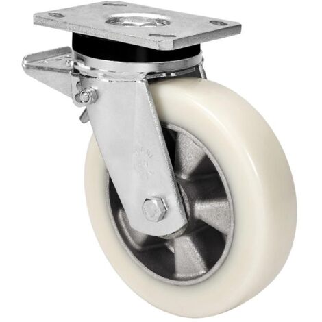 rueda giratora placa freno 10slrfd200-ausb alum.-poliur.blanco"veloc"bolas (1/3)